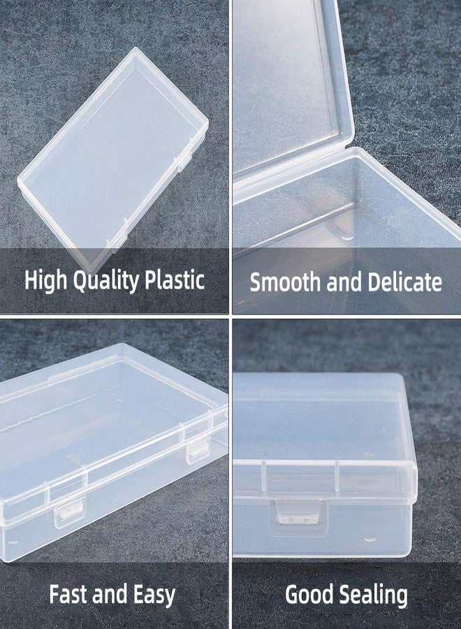 BENECREAT 4 Pack 6.7x4.13x1 Inches Large Clear Plastic Box Container Clear Storage Organizer with Hinged Lid for Small Craft Accessories Office Supplies Clips - Image 4